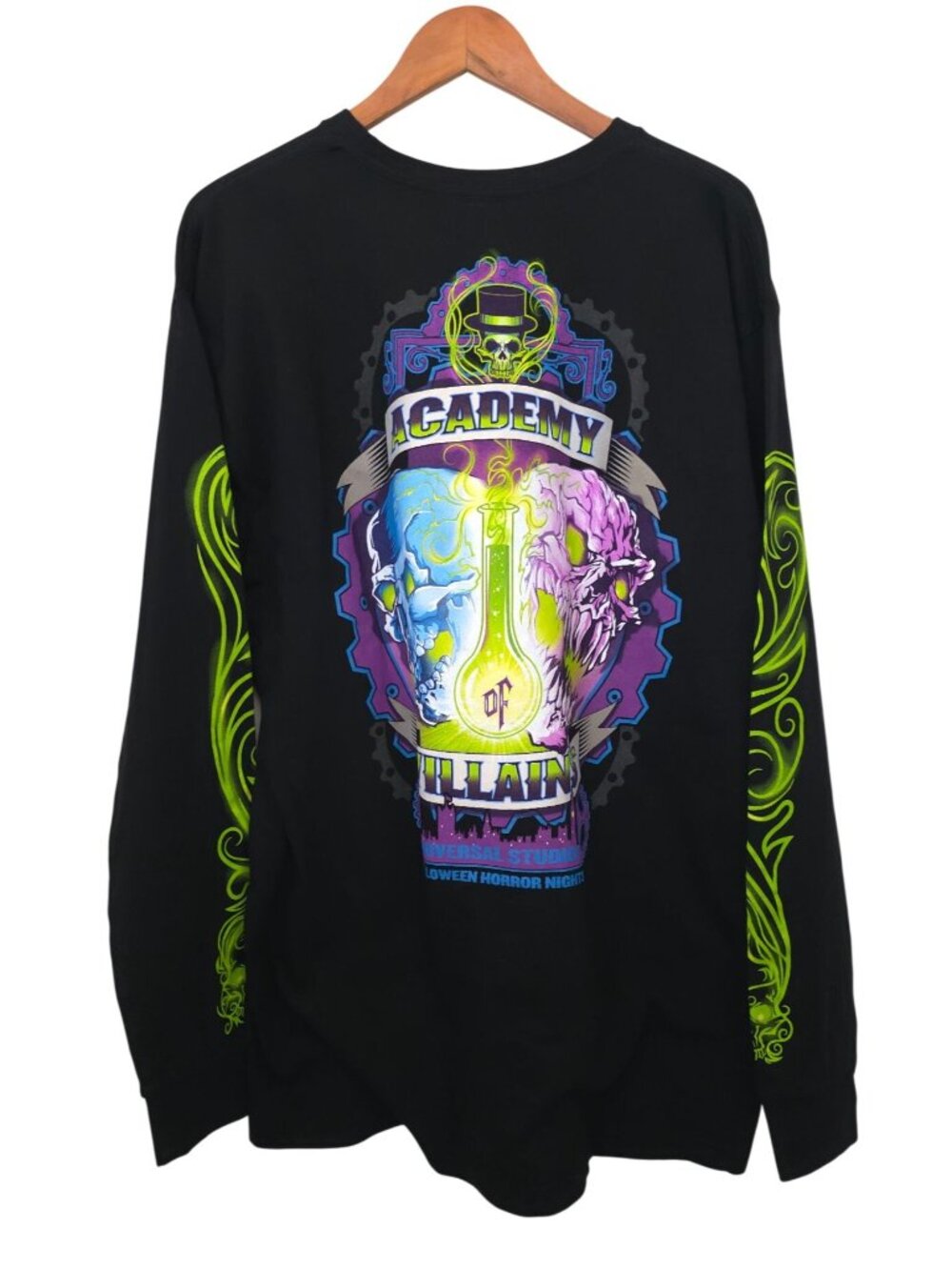 NWT Universal Studios Halloween Horror Nights Academy Of Villains Black Shirt XL - Picture 2 of 9